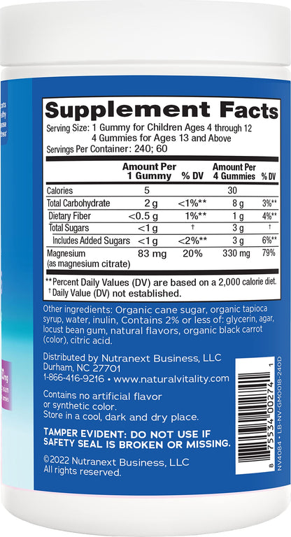 Natural Vitality Calm, Magnesium Citrate Supplement, Stress Relief Gummies, Supports