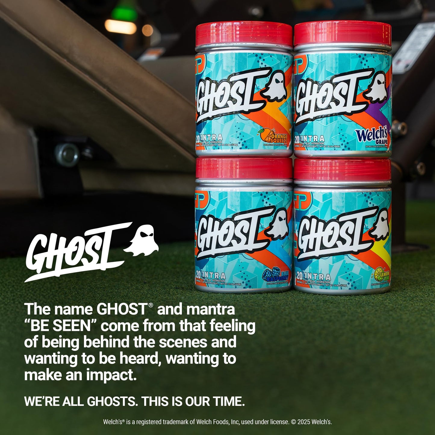 GHOST Intra Workout Powder, Welch's Grape - BCAAs &, EAAs, Nootropics & Hydration - Essential & Branch Chain Amino Acids Supports Muscle Recovery & Focus - Pre, Intra & Post Workout Powders