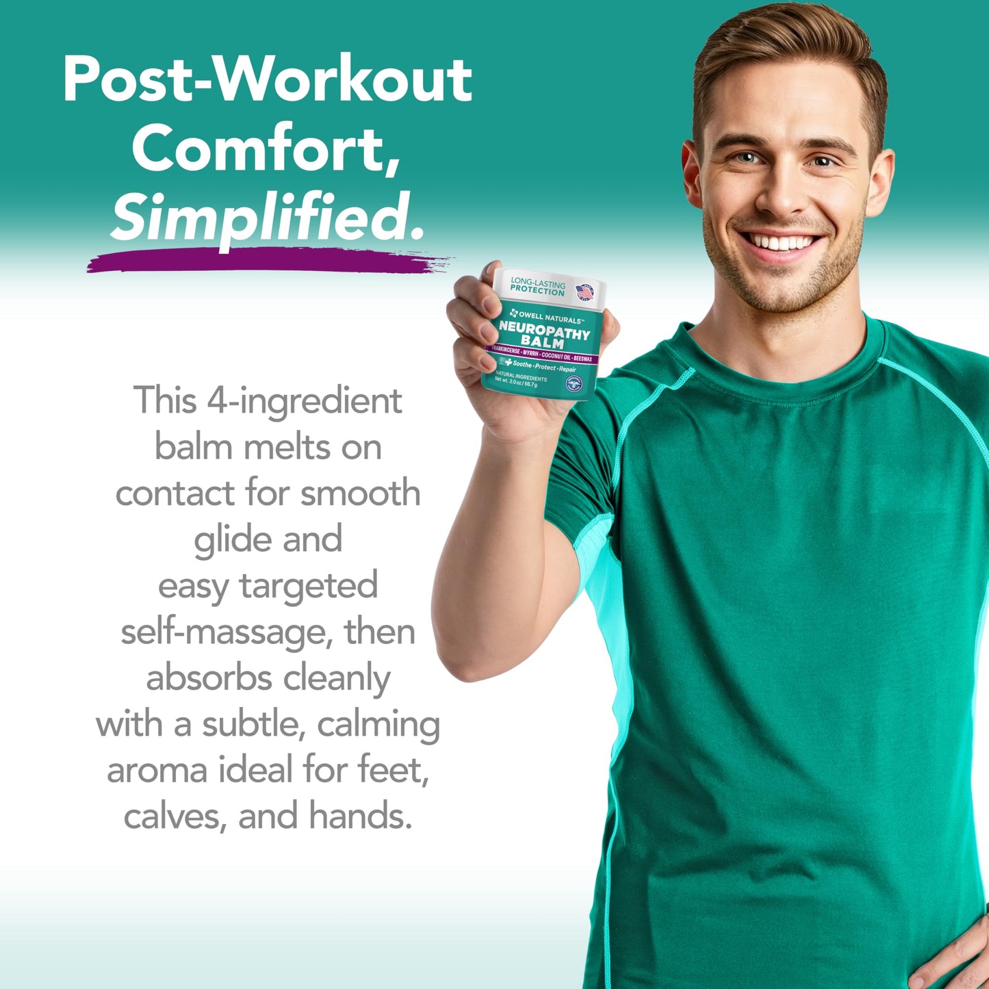 Owell Naturals Neuropathy Cream Extra Strength – Fast Absorbing Cooling for Leg, Feet & Hands – Advanced Soothing Formula with Aloe Vera, Arnica, MSM & Vitamin B6 – Made in USA, 2 fl oz