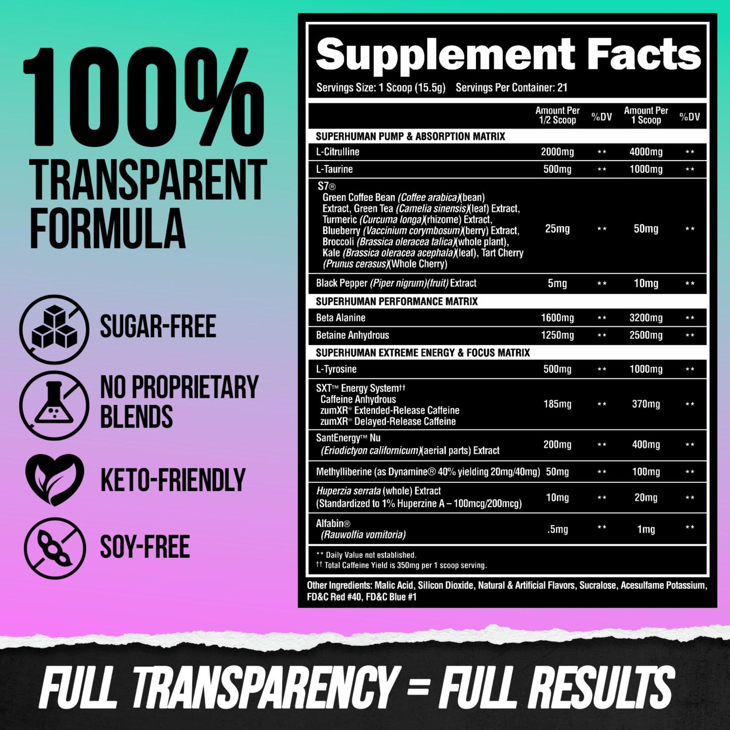 ALPHA LION Superhuman Extreme High Stim Pre Workout Powder, Beta Alanine, L-Taurine & 356mg Tri-Source Caffeine for Sustained Energy, Nitric Oxide & Citrulline for Pump (21 Servings, Slaughtermelon)