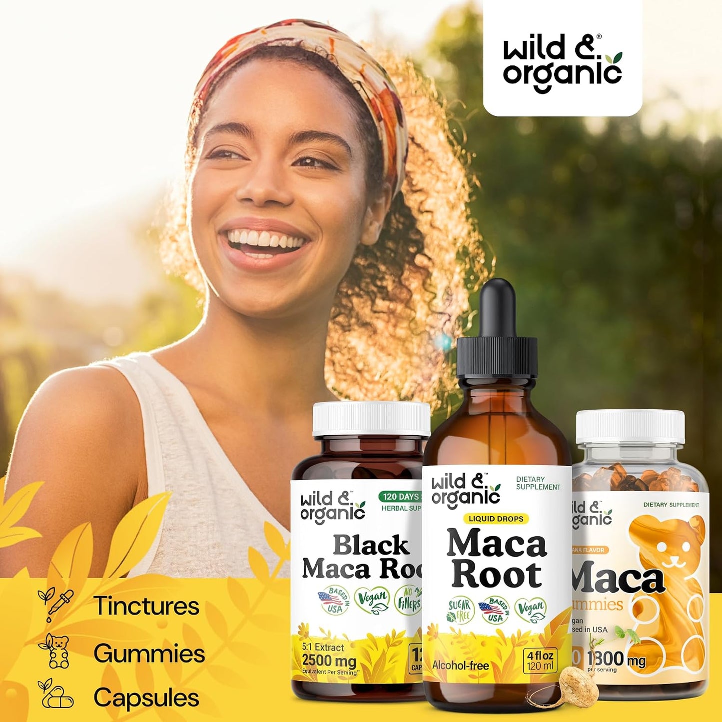 Wild & Organic Maca Root Liquid Drops for Men & Women - Peruvian Maca Tincture for Overall Support - Vegan, Sugar & Alcohol-Free Supplement - 4 fl oz
