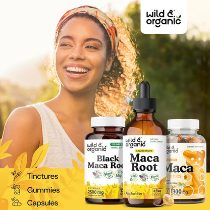 Wild & Organic Maca Root Liquid Drops for Men & Women - Peruvian Maca Tincture for Overall Support - Vegan, Sugar & Alcohol-Free Supplement - 4 fl oz