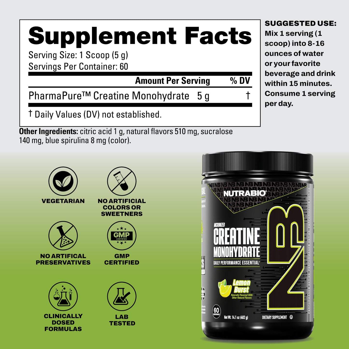 NutraBio Pure Micronized Creatine Monohydrate Powder Supplement, Unflavored, (300 g) - Supports Bulk Muscle Energy, Recovery, and Strength - HPLC Tested Creatine Powder Supplement for Men and Women