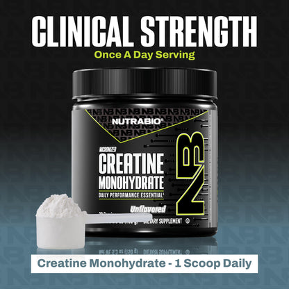 NutraBio Pure Micronized Creatine Monohydrate Powder Supplement, Unflavored, (300 g) - Supports Bulk Muscle Energy, Recovery, and Strength - HPLC Tested Creatine Powder Supplement for Men and Women