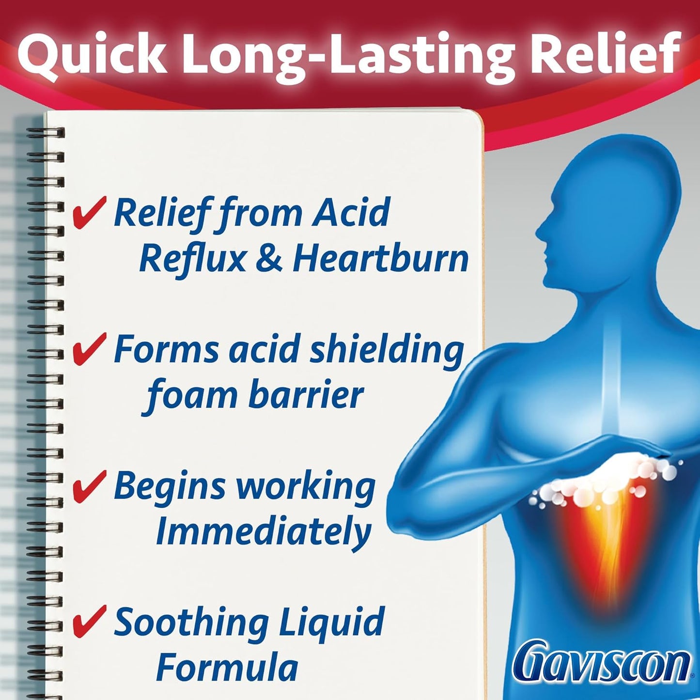 Gaviscon Gaviscon Extra Strength Liquid Fruit | Long-Lasting Acid Reflux and Heartburn Relief | 340ml 1 Count