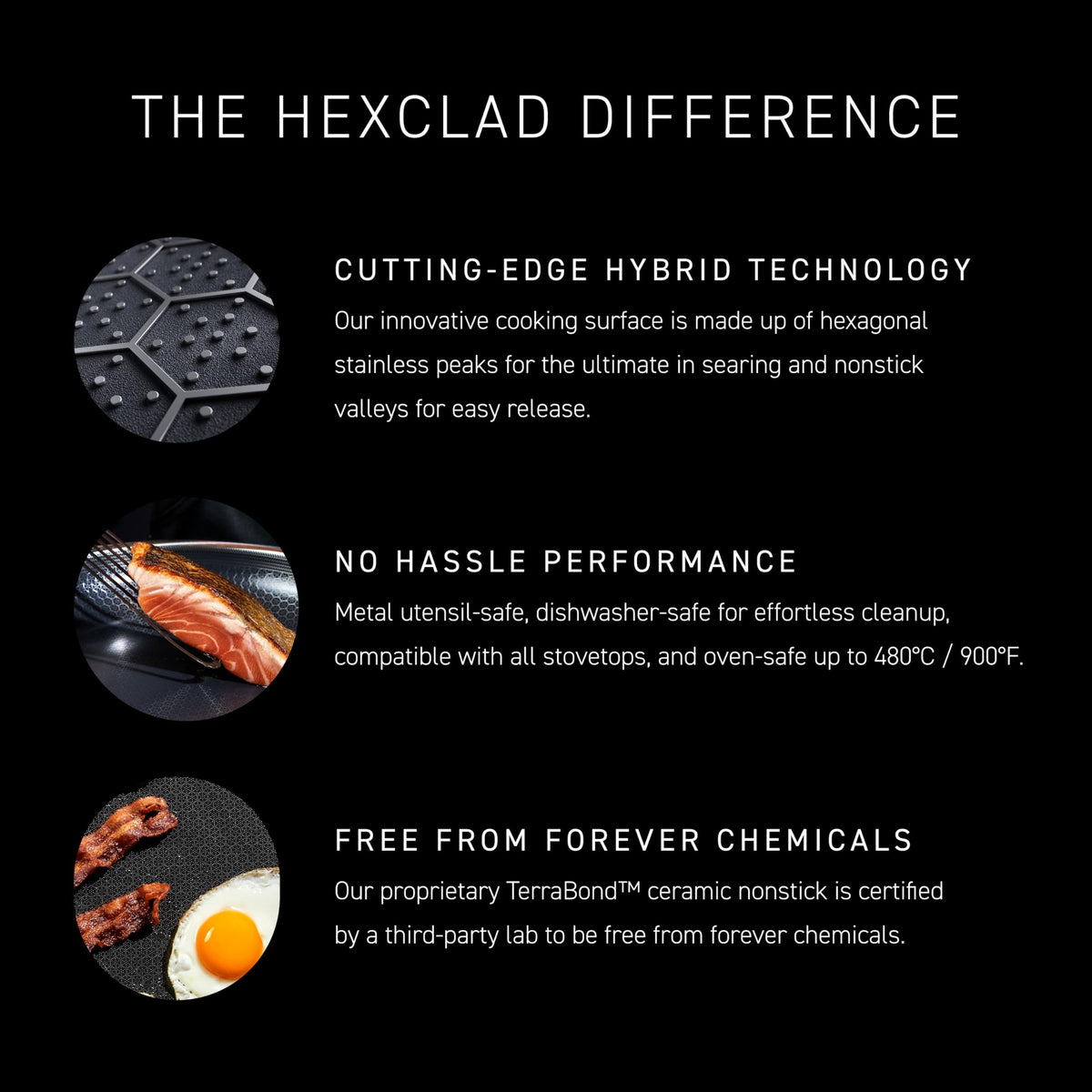 HexClad Hybrid Nonstick 6 Pc Pot Set & Trivets, 2, 3, and 8-Qt Pots & Lids