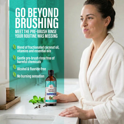 GuruNanda Coconut Oil Pulling Mouthwash with Vitamins, Farmed Mint, 16 oz