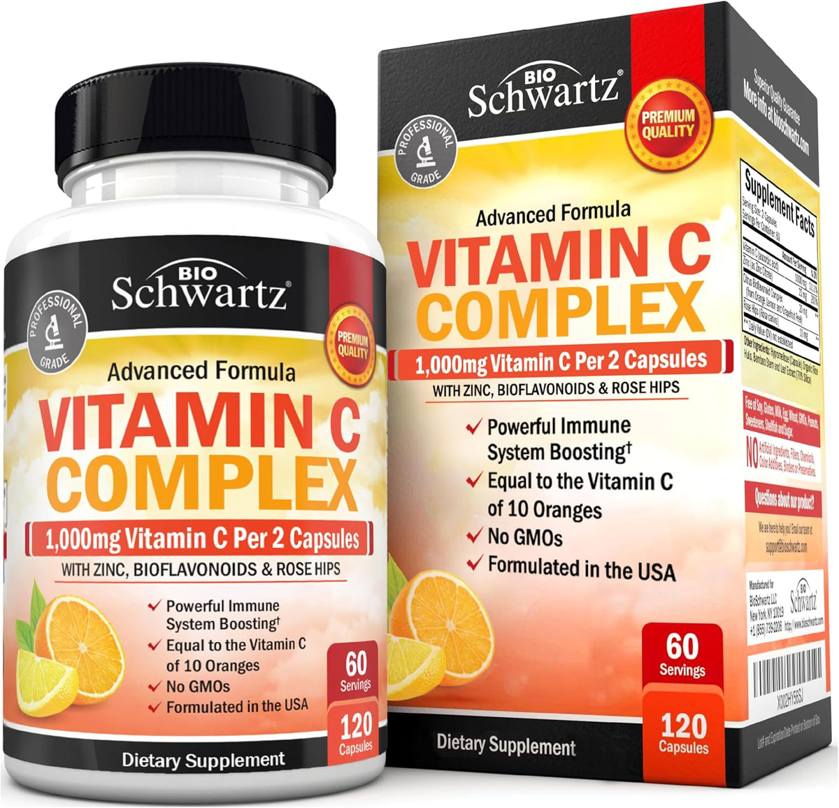BioSchwartz Vitamin C Complex Supplement - Vitamin C 1000mg Capsules