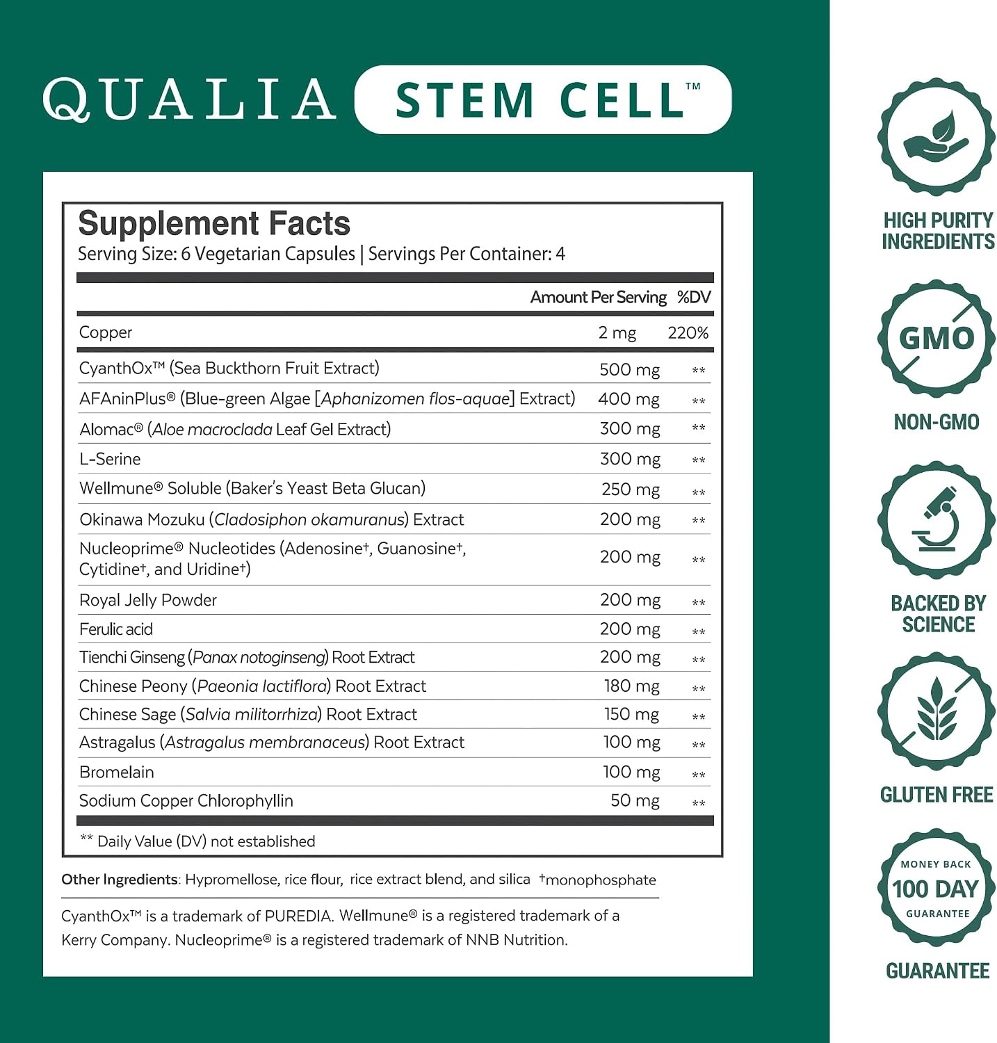 Qualia Stem Cell — Stem Cell Supplement Support with Royal Jelly, Astragalus & Sea Buckthorn | 16 Ingredients | 4 Days a Month | Helps Body Naturally heal*