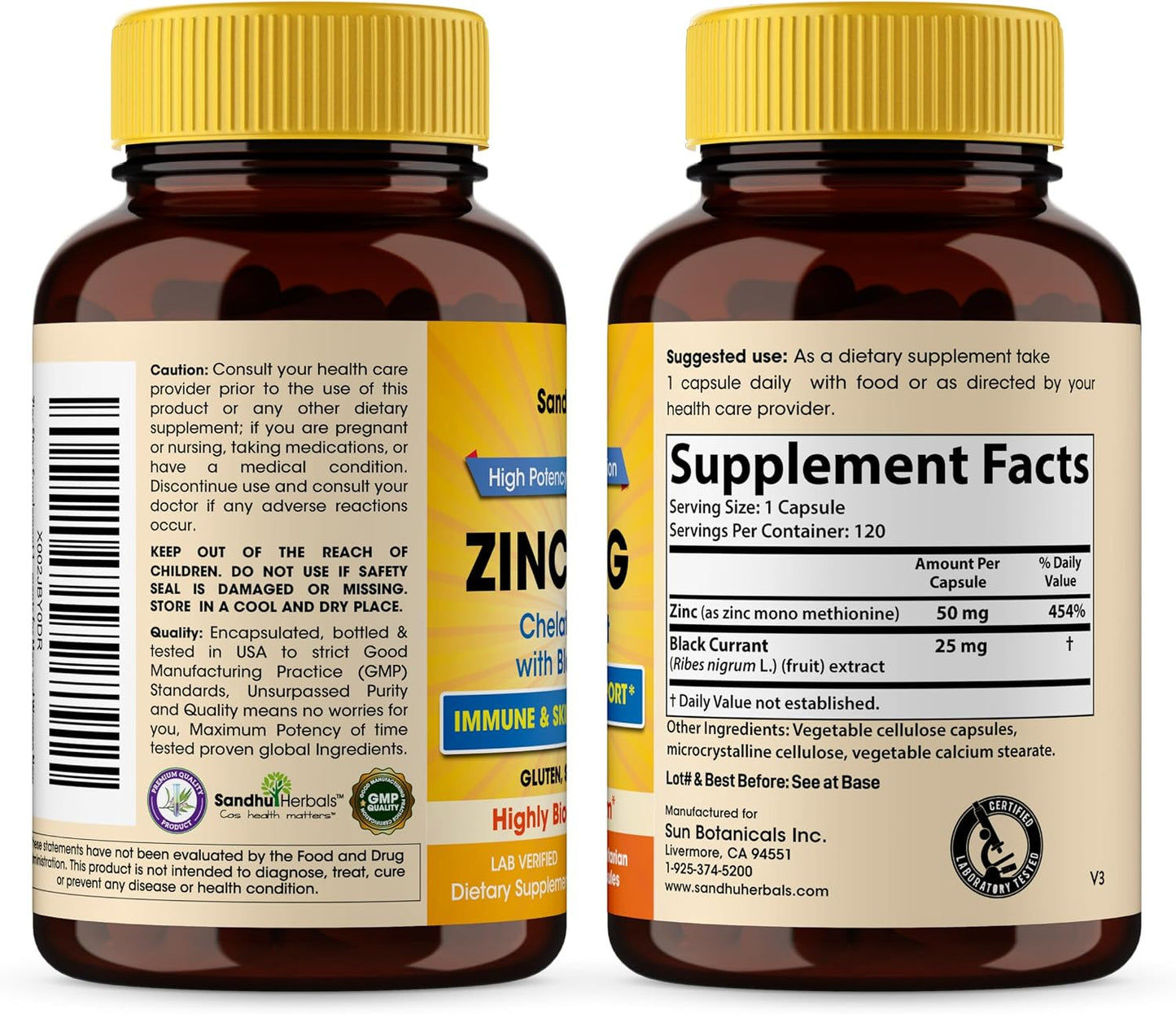 SANDHUHERBALS Zinc 50mg Bundle with Zinc 30mg Vitamin D3, Magnesium, Selenium, Vitamin B6, B7 (Biotin), Copper | Supports Immune, Skin, Hair & Nails Health