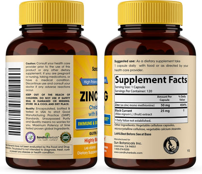 SANDHUHERBALS Zinc 50mg Bundle with Magnesium Complex 6 in 1 Supplement | Supports Immune, Muscle Health & Quality Sleep | for Men & Women