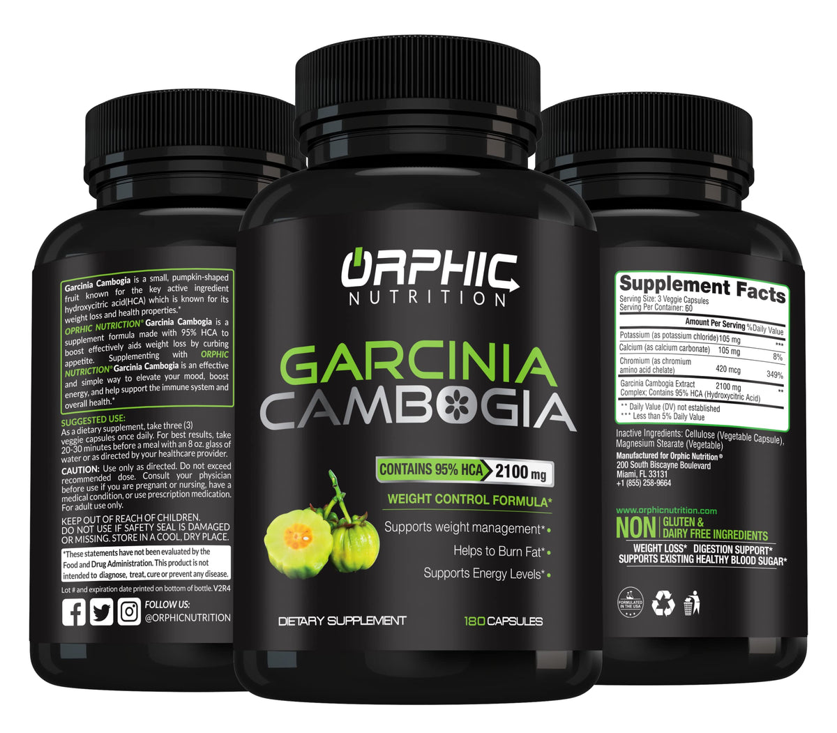 ORPHIC NUTRITION Garcinia Cambogia Extract 2 Months Supply - to Support Weight Loss Efforts