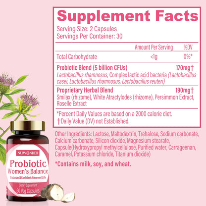 NUWONDER Women's probiotic - Natural Vaginal Support Supplement, Balanced & Confident