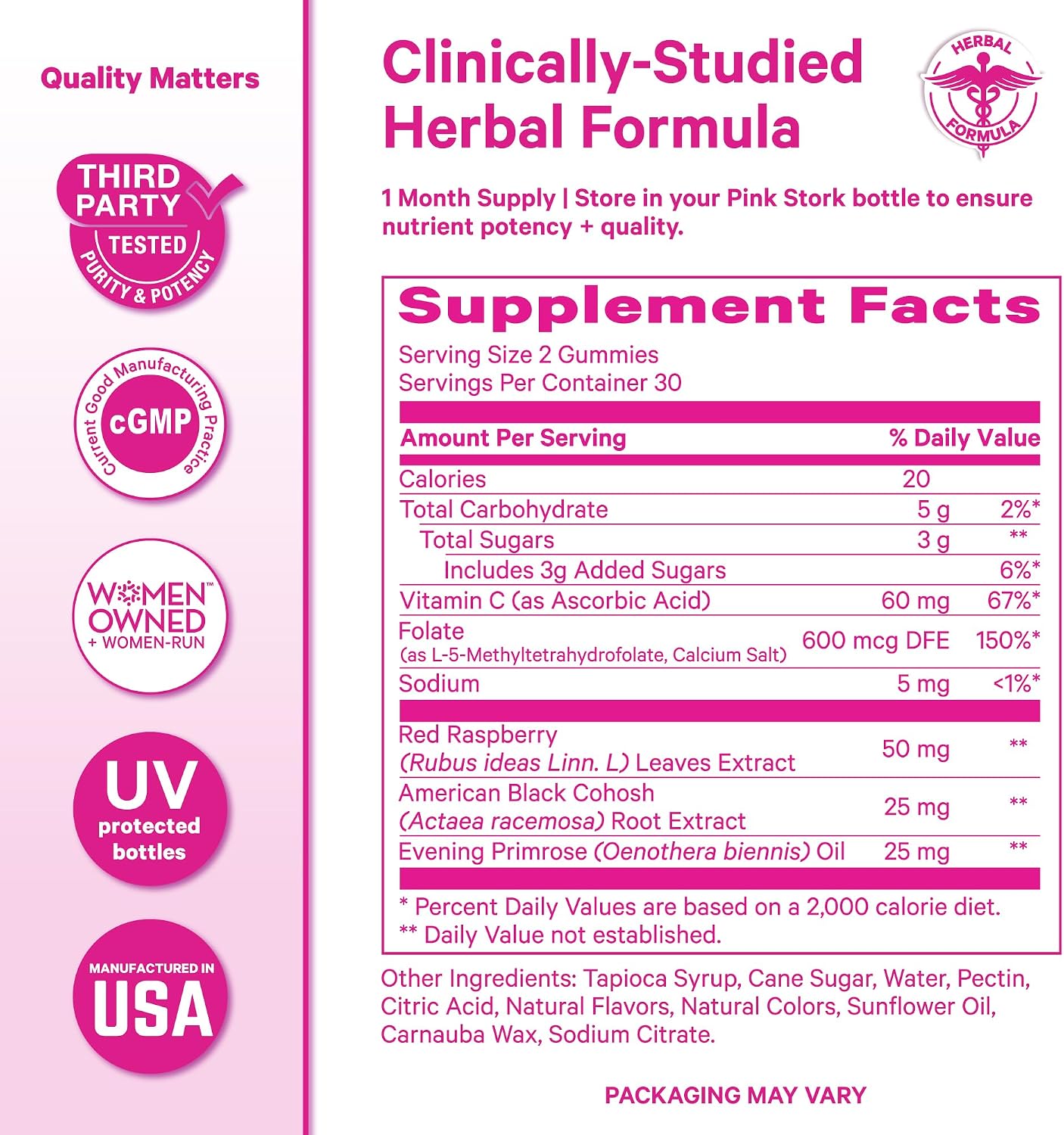 Pink Stork Hormone Balance Gummies for Women, 60 Vegan Gummies | PMS, Menopause & Perimenopause Support, Mood, Digestion, Temperature Comfort + Energy, Red Raspberry Leaf, Black Cohosh