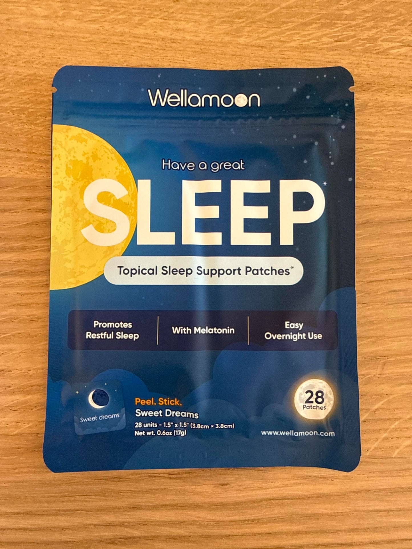 Wellamoon Original Sleep Patches for Adults Extra Strength | Easy-to-Apply Sleep Patch with Melatonin & Valerian | Relax & Wake Up Refreshed | Long-Lasting Night Comfort for Men & Women | 28 Patches