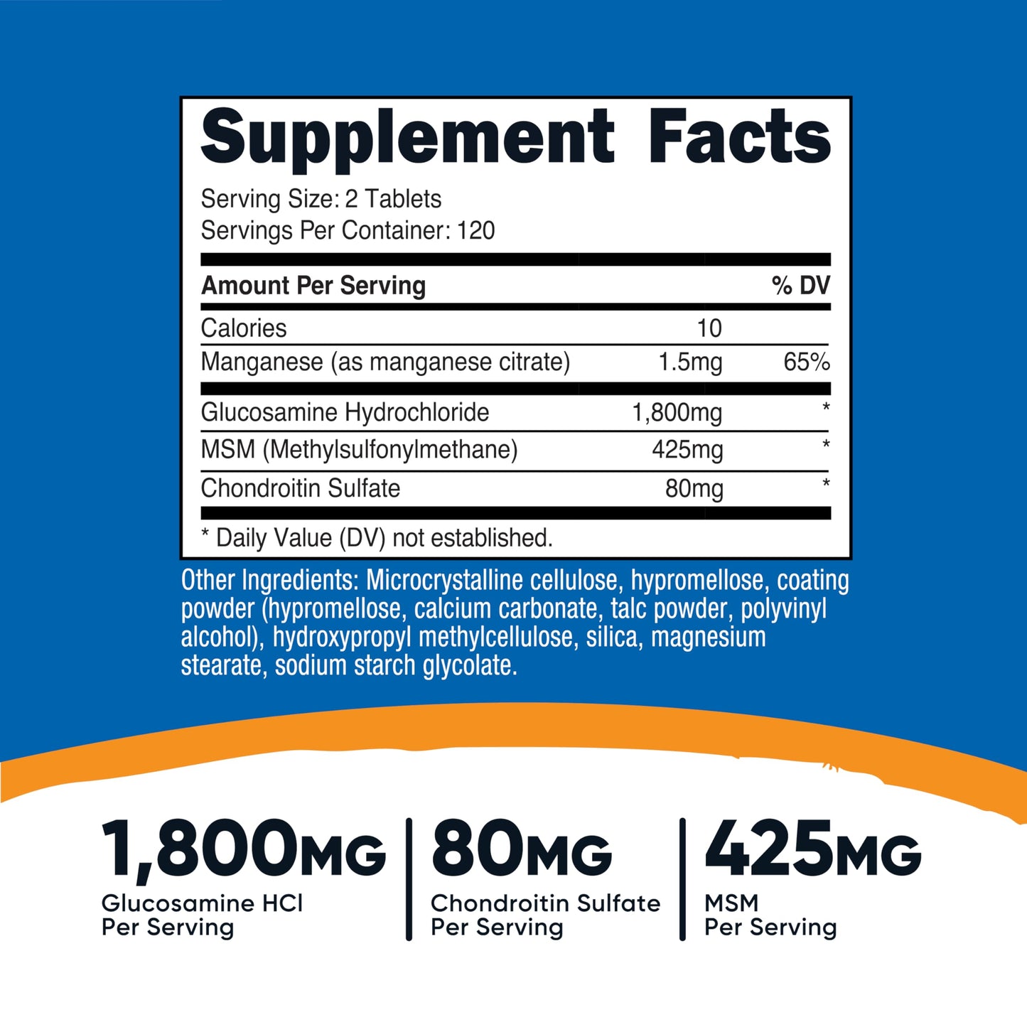 Nutricost Glucosamine 1800mg with Chondroitin & MSM, 240 Tablets, 120 Servings