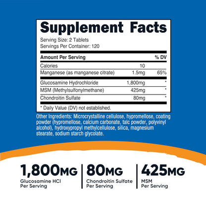 Nutricost Glucosamine 1800mg with Chondroitin & MSM, 240 Tablets, 120 Servings