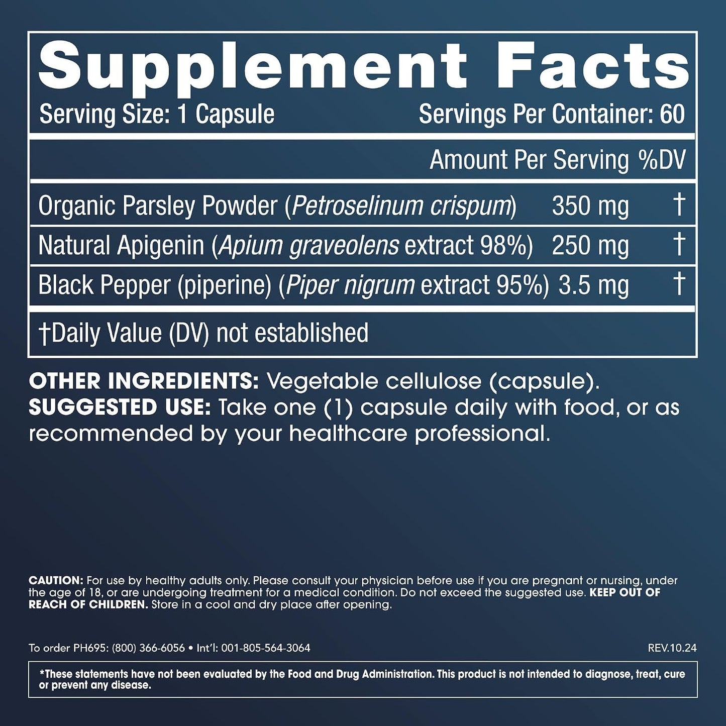 ProHealth Full Spectrum Apigenin Plus | 60 Capsules | Plant-Derived Apigenin with Parsley & BioPerine® for NAD+ Support, Sleep & Healthy Aging | USA Manufactured, Triple Lab Tested