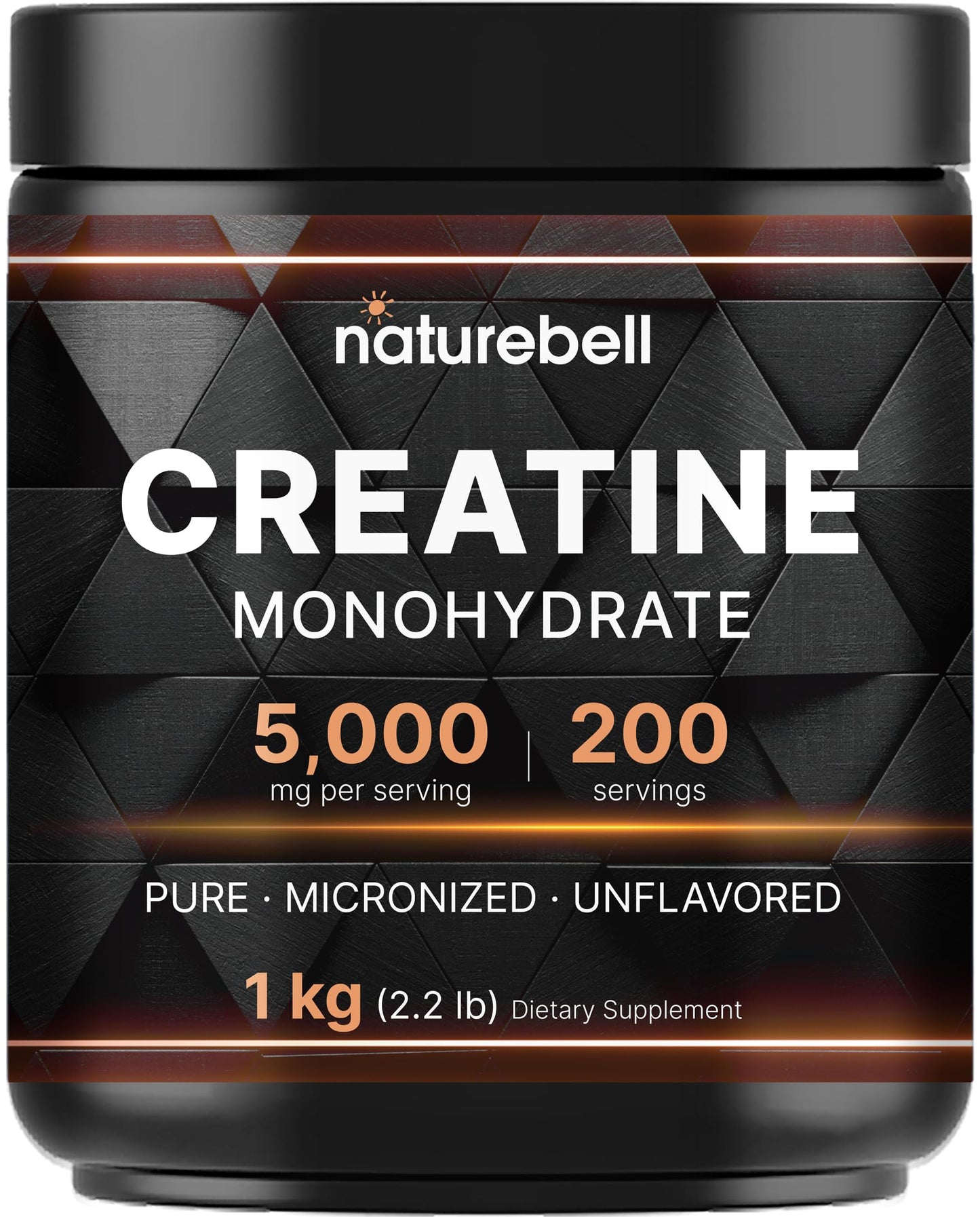 NatureBell Creatine Monohydrate Powder 1,000g, 5,000mg Per Serving, 200 Servings (2.2 lb) | Micronized, Pure & Unflavored | Pre-Workout Muscle Support* | Keto, Vegan, Filler-Free