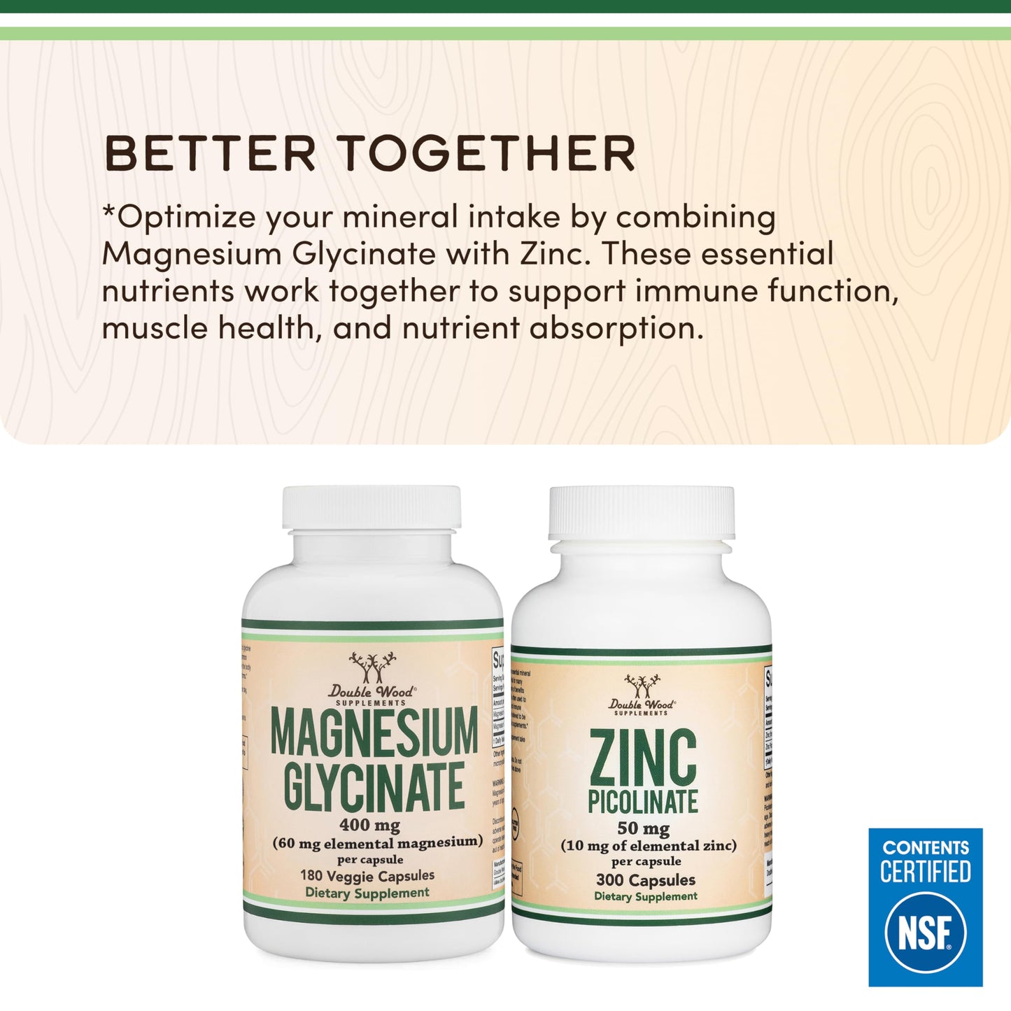 Magnesium Glycinate 400mg | 180 Capsules | Sleep, Muscle, & Heart Support | Vegan, Third Party Tested, Gluten Free, Non-GMO, by Double Wood Supplements