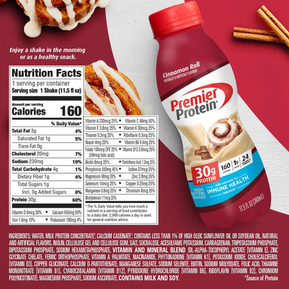 Premier Protein Shake, 30g Protein, 1g Sugar,24 Vitamins&Minerals Nutrients to Support