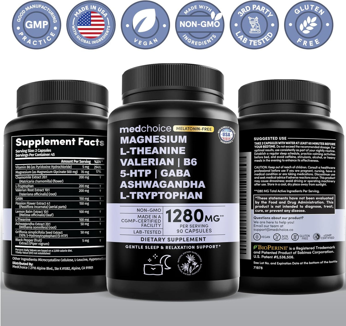 MEDCHOICE 12-in-1 Melatonin-Free Sleep Support Capsules, 90ct