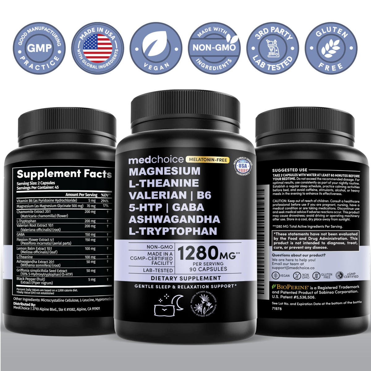 MEDCHOICE 12-in-1 Melatonin-Free Sleep Support Capsules, 90ct