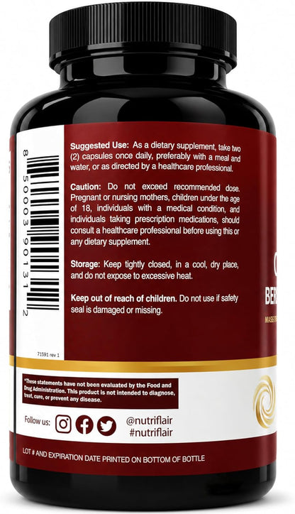 NutriFlair Ceylon Cinnamon, Berberine, Chromium 1200mg, 120 Capsules | Premium Botanical Blend, High Potency Formula, Non-GMO, Third Party Tested. Contains Berberine HCl