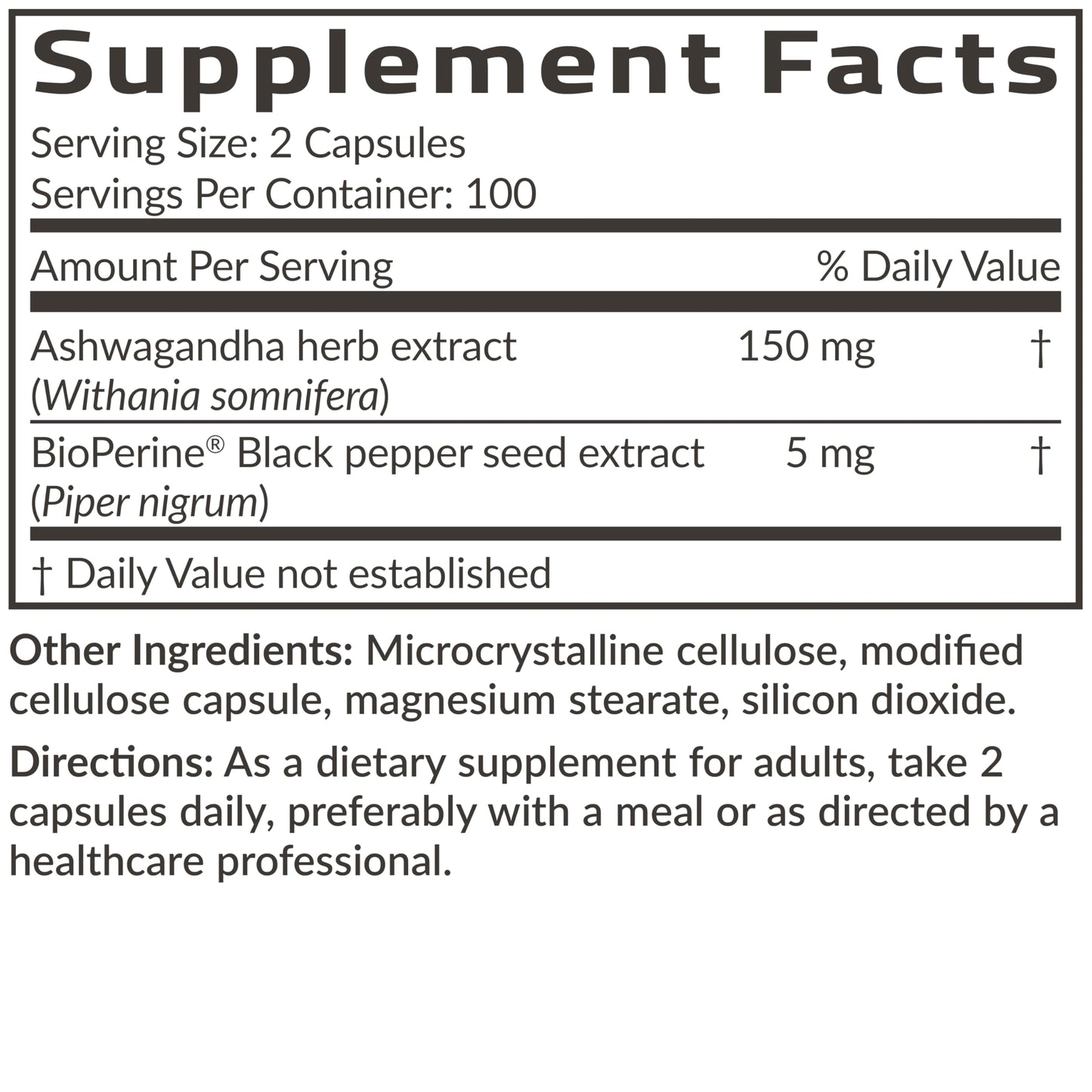 Futurebiotics Ashwagandha Extra Strength Stress & Mood Support 100 Capsules | Vegetarian, Non-GMO, Gluten-FREE, Soy-FREE, BioPerine for High Absorption