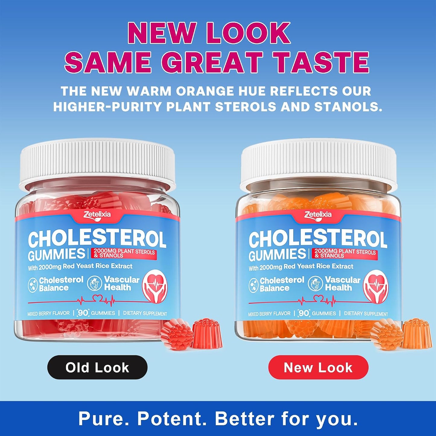 Cholesterol Lowering Supplements Gummies, Cholesterol Gummies with Plant Sterols & Stanols, Red Yeast Rice, Lower Cholesterol Naturally – Vegan, Non-GMO, Mixed Berry Flavor, 90Ct