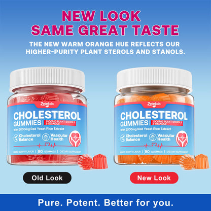 Cholesterol Lowering Supplements Gummies, Cholesterol Gummies with Plant Sterols & Stanols, Red Yeast Rice, Lower Cholesterol Naturally – Vegan, Non-GMO, Mixed Berry Flavor, 90Ct