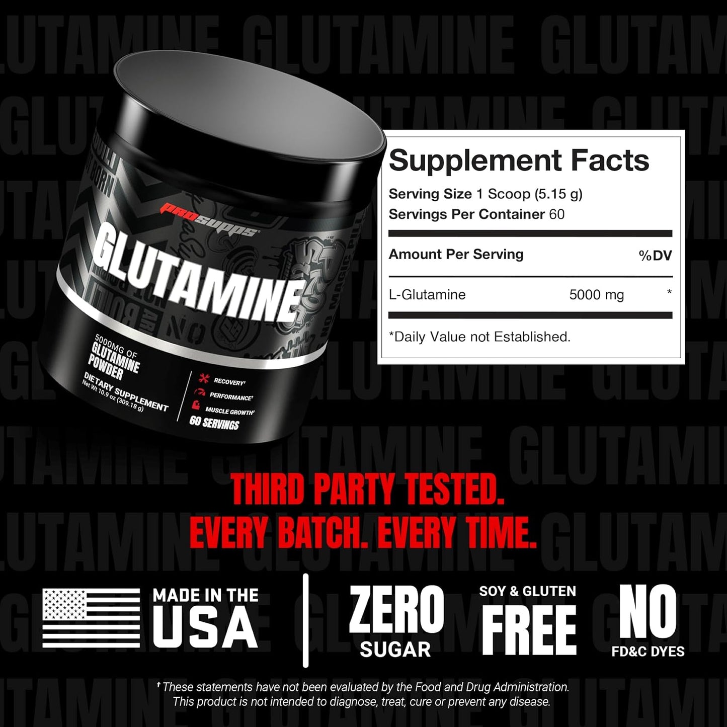 ProSupps Glutamine Powder for Men & Women - 5000mg L-Glutamine Workout Supplement for Muscle Recovery, Immune Support & Gut Health - Zero Sugar & Carbs, Gluten-Free - Unflavored, 60 Serving