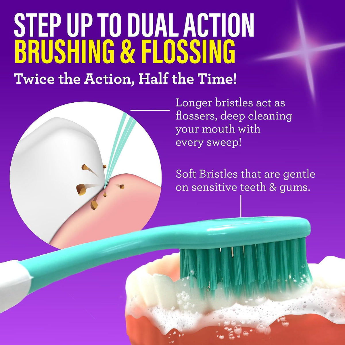GuruNanda Soft Toothbrushes for Adults, Floss Fusion Design, 8 ct