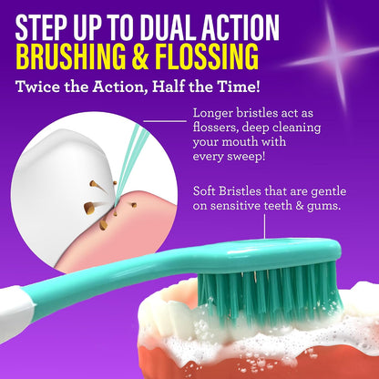 GuruNanda Soft Toothbrushes for Adults, Floss Fusion Design, 8 ct