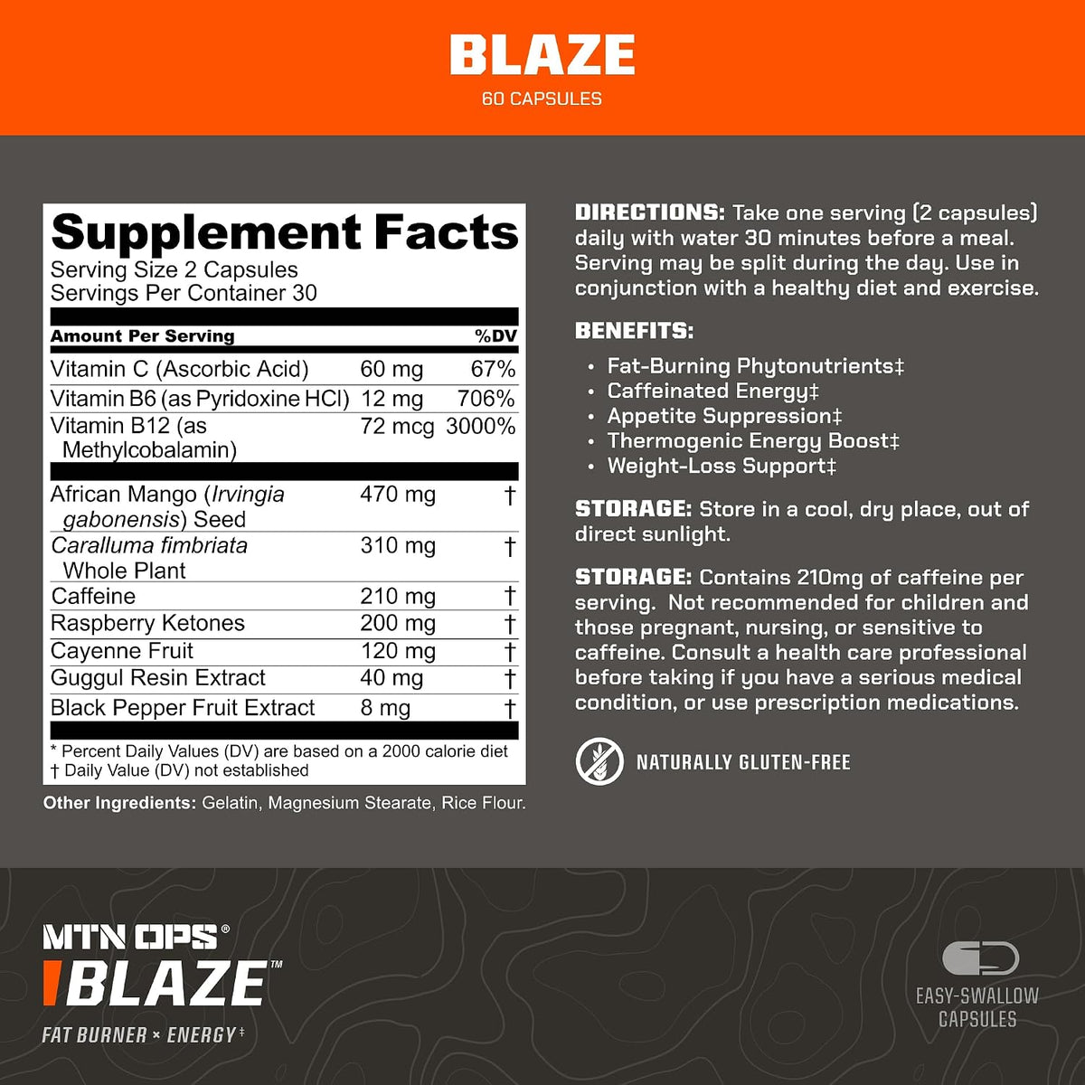 MTN OPS Blaze Fat Burner & Thermogenic Metabolism Booster