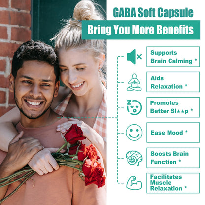 GABA Supplement - 1000 mg Liposomal Form for Optimal Absorption, GABA with L-Theanine, Magnesium Glycinate, 5HTP, Vitamin D3 for Calm, Relaxation, Mood, Restful Night - Melatonin-Free 120 Softgels.