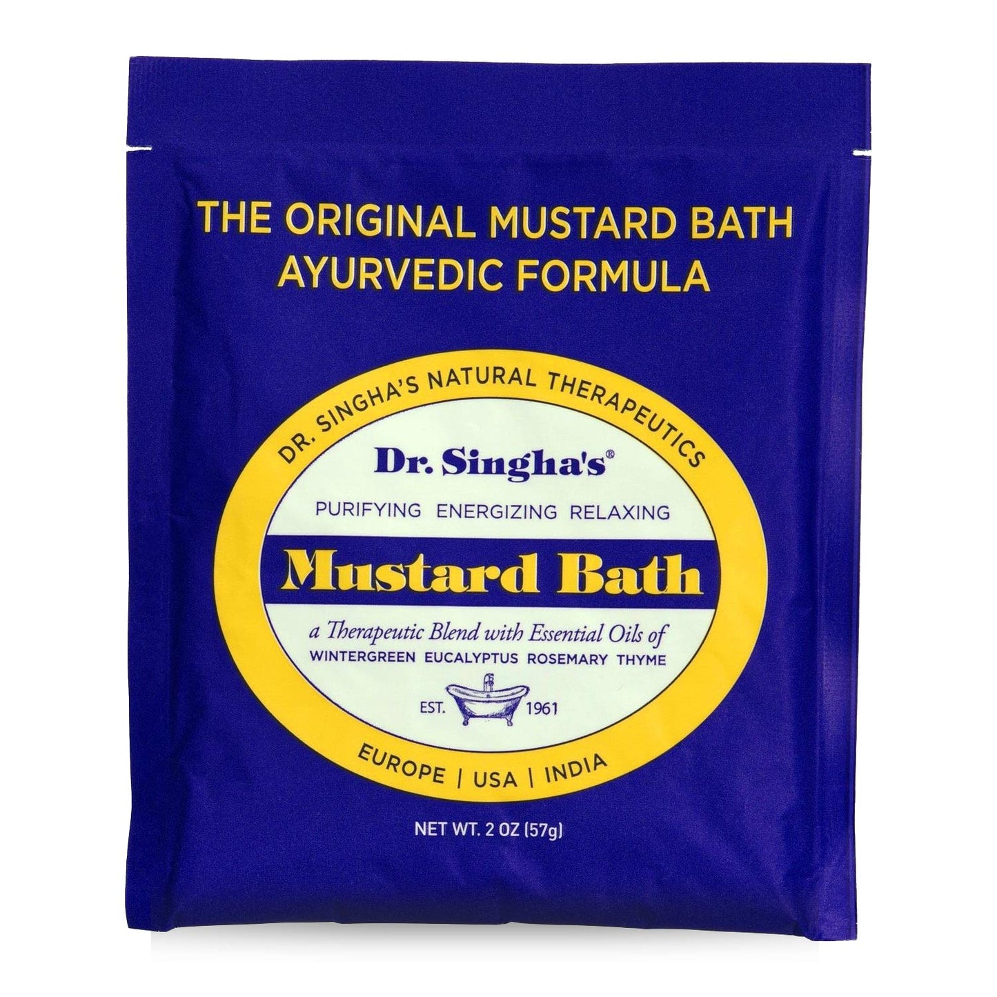 Dr. Singha's Mustard Bath Soak – Aromatherapy Bath Salts with Mustard Seed & Essential Oils for Muscle Relaxation, Stress Relief & Soothing – Epsom Salt Alternative, 16 oz