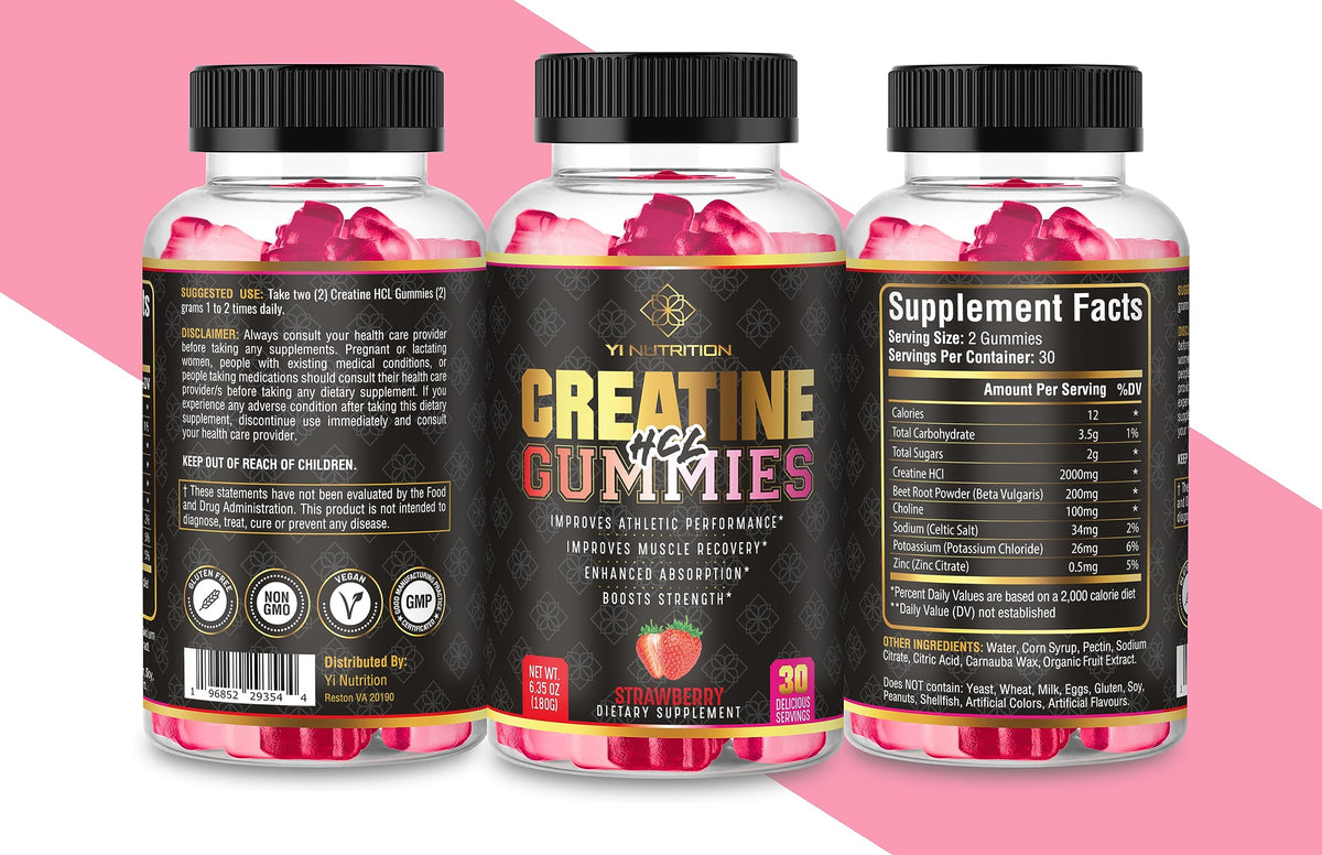 Yi Nutrition Creatine HCL Gummy - World's First Pre-Workout Creatine HCL Gummies!