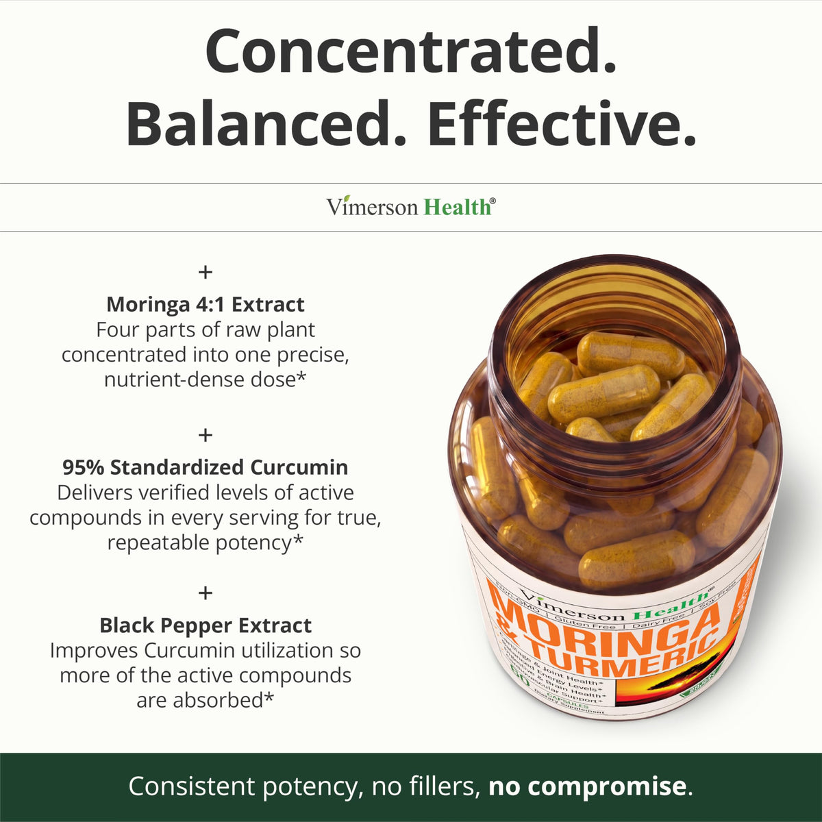 Moringa Capsules 4:1 Extract with Organic Turmeric & BioPerine 60 Capsules