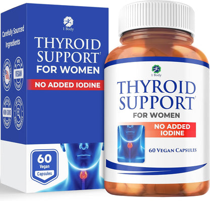 1 Body Thyroid Support for Women, No Added Iodine Formula, 60 Vegan Caps