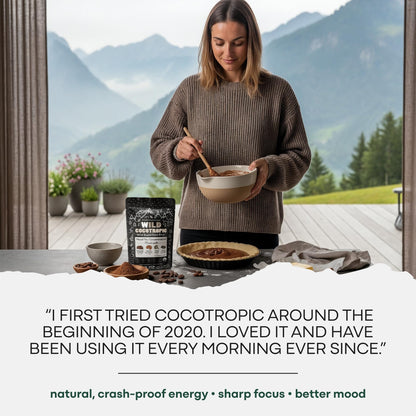 Organic Cocotropic Mushroom Hot Cocoa - Mushroom Coffee Alternative | Sugar Free Hot Chocolate | Organic Cocoa Powder, Reishi Mushrooms, Chaga, Maca Root, Turmeric | Delicious Sustained Focus, Energy & Mood Without Jitters | 16oz