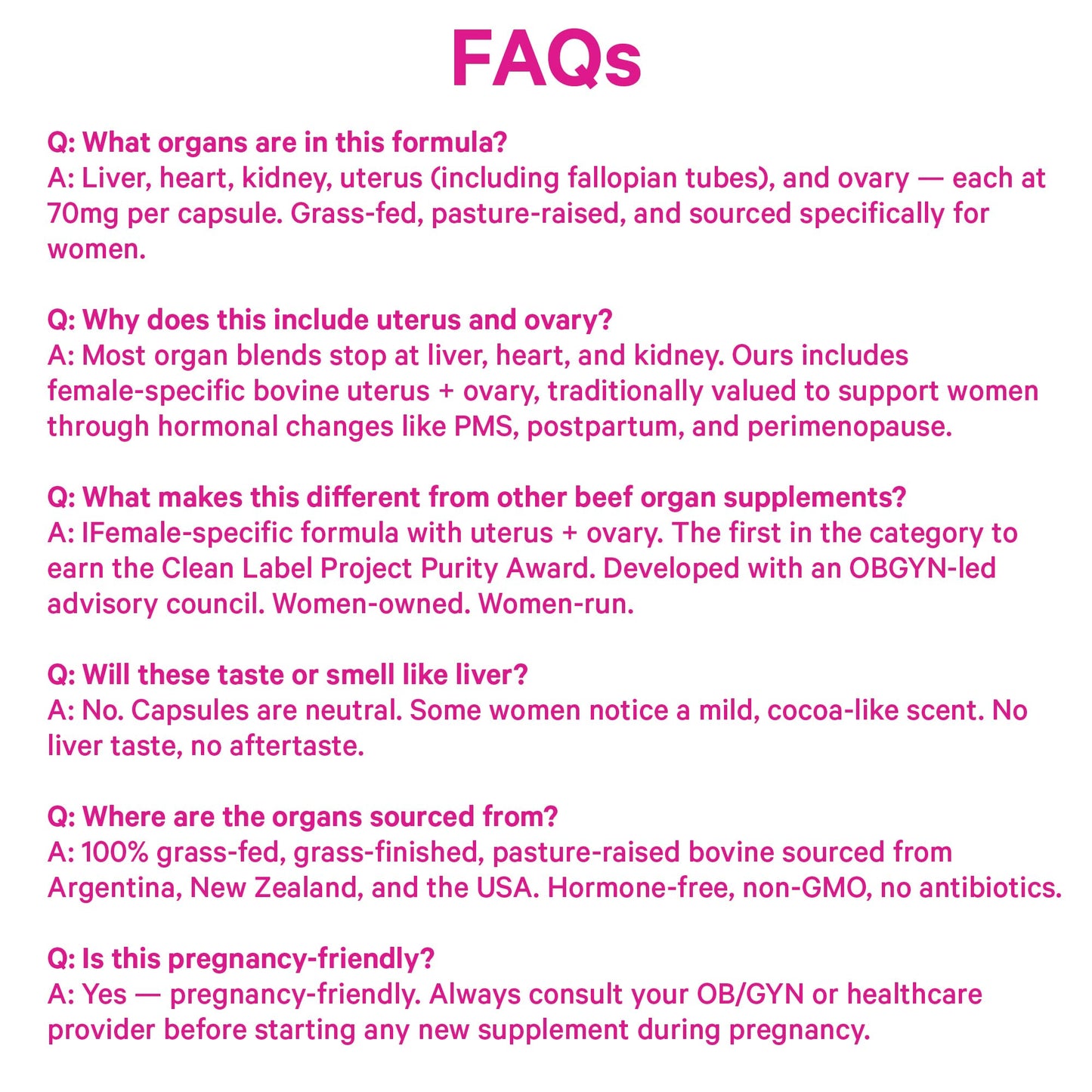 Pink Stork Beef Organ Supplement for Women, Clean Label, 60 Capsules | Grass-Fed Beef Liver Capsules, Iron, B12, CoQ10, Vitamin A, Primal Multivitamin for Hormone + Energy Support