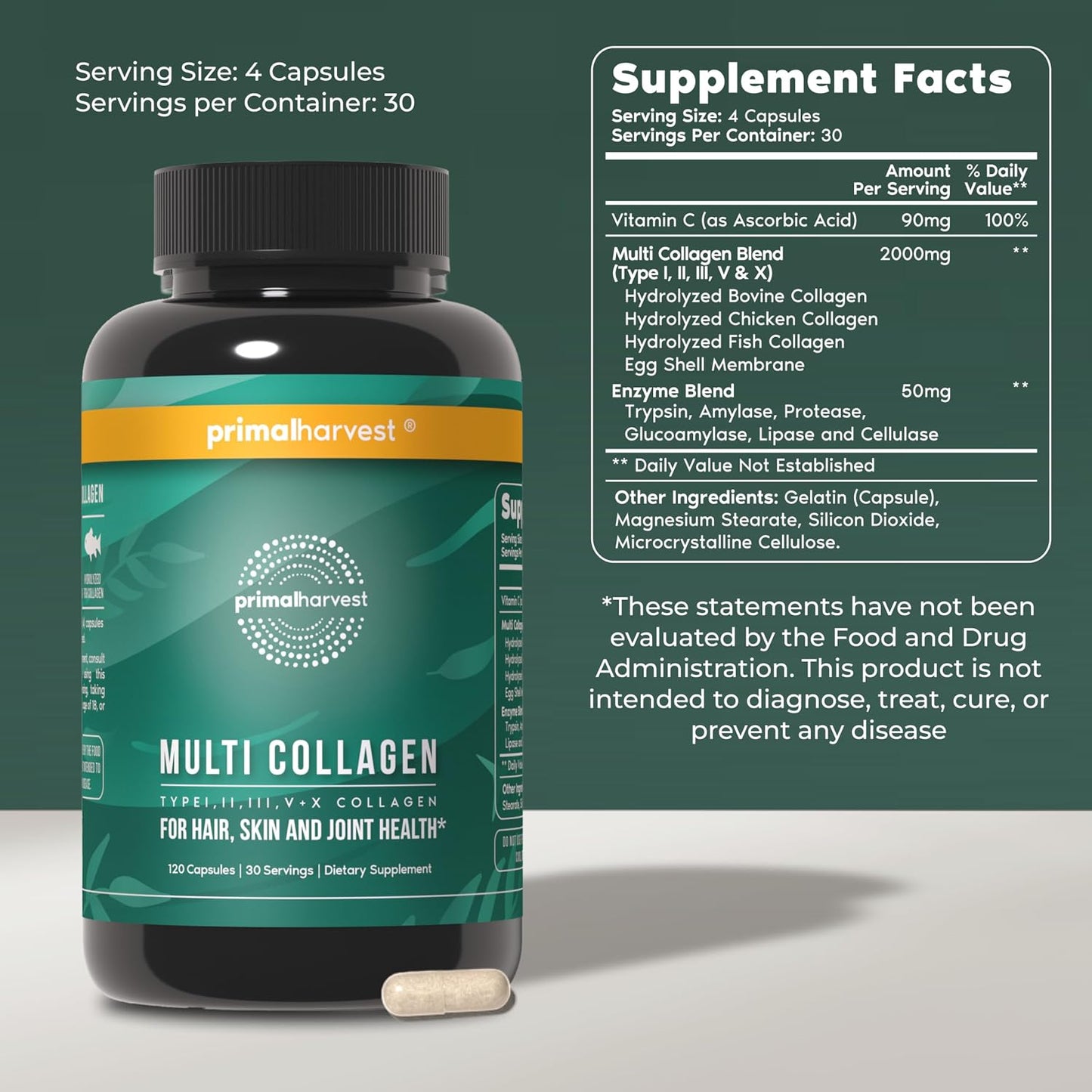 Primal Harvest Multi Collagen - Daily Supplement, Dairy & Gluten Free