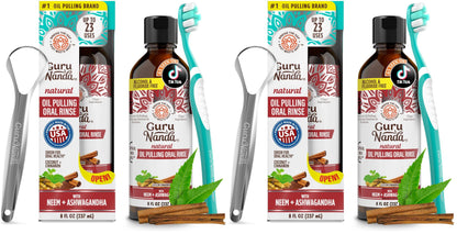 GuruNanda Cinnamon Oil Pulling Mouthwash with Neem & Ashwagandha, 16oz