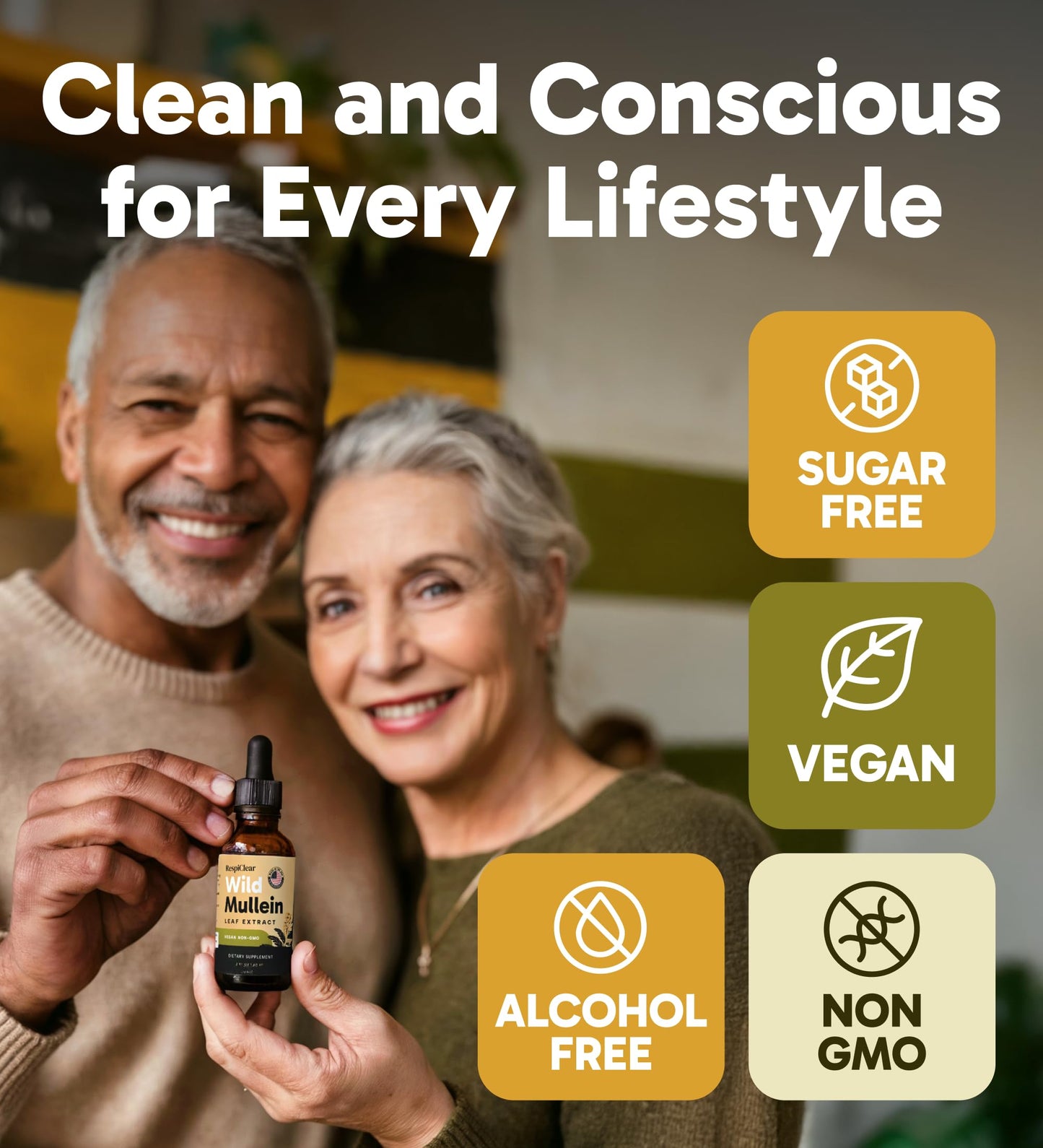All-Natural Mullein Drops with Ginger & Lemon for Lung Cleanse and Detox, Mullein Leaf Extract for Respiratory Lung Health & Detox for Smokers, 2 Fl oz