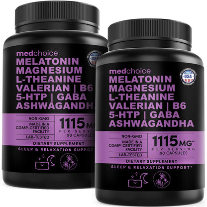 MEDCHOICE 12-in-1 Melatonin 5mg Sleep Capsules with Magnesium, 90ct