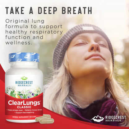 RidgeCrest Herbals ClearLungs Classic, Natural Lung and Nasal Daily Health Supplement