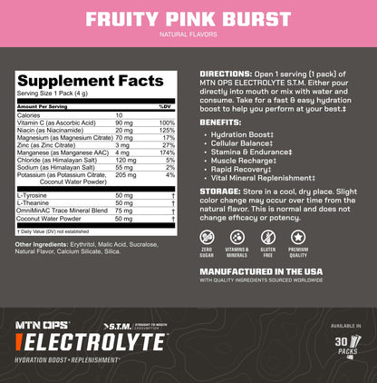 MTN OPS Hydrate Sugar Free Electrolyte Packets, Mango Peach
