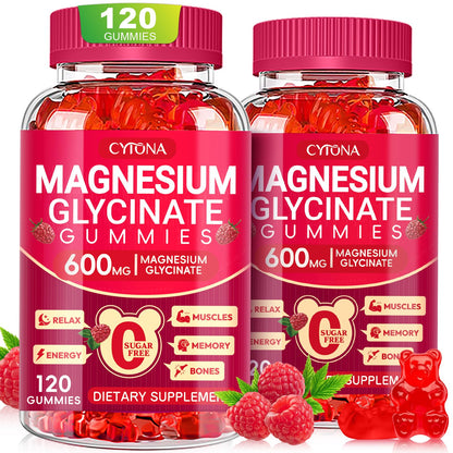 Magnesium Glycinate Gummies 600mg, Sugar Free Magnesium Gummies for Adults