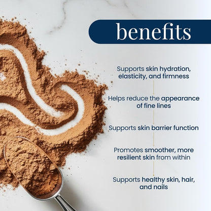 Renue Blue Skin Essentials Chocolate Drink Mix | Collagen Peptides Creatine & Protein Powder | Collagen (12g) Creatine (5g) Protein (15g) per Serving | Skin Hydration & Elasticity Support | 15 Sachets